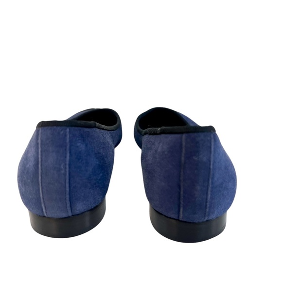 Chanel Blue/Black Suede Leather CC Cap Toe Bow Ballet Flats - Picture 3 of 8